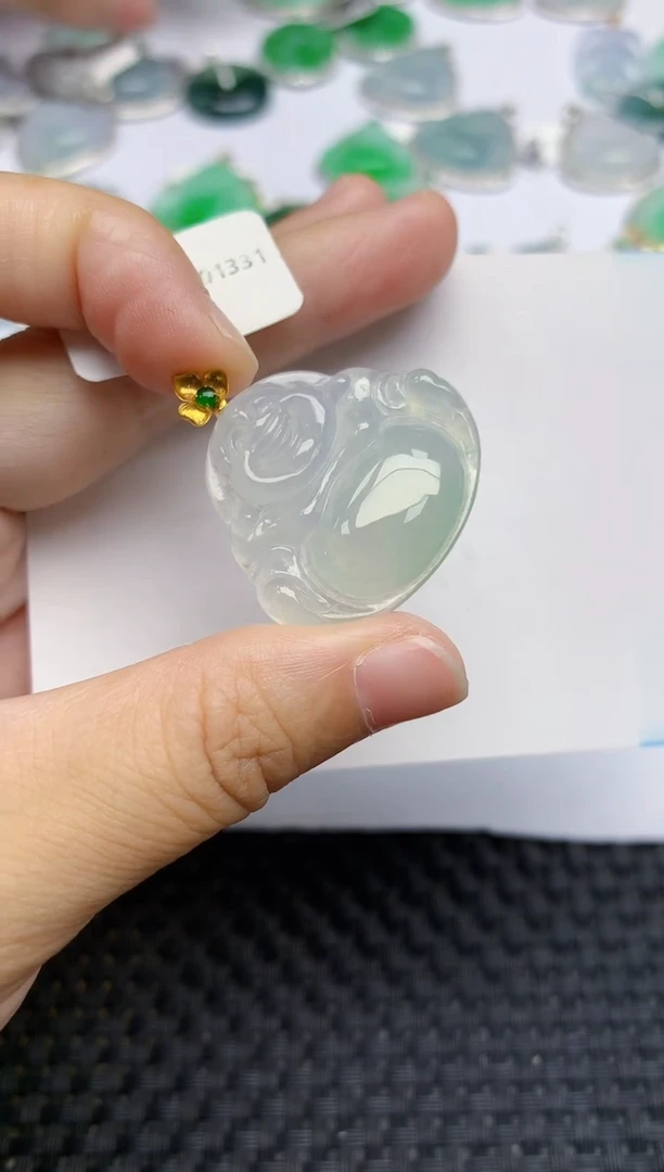 翡翠18K金镶嵌颈饰天然缅甸A货翡翠百元以上9元证书费自理