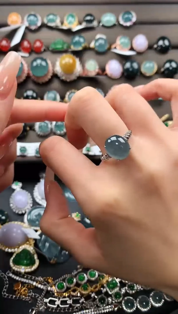 【闪购商品】翡翠戒指银S925镶嵌4324324