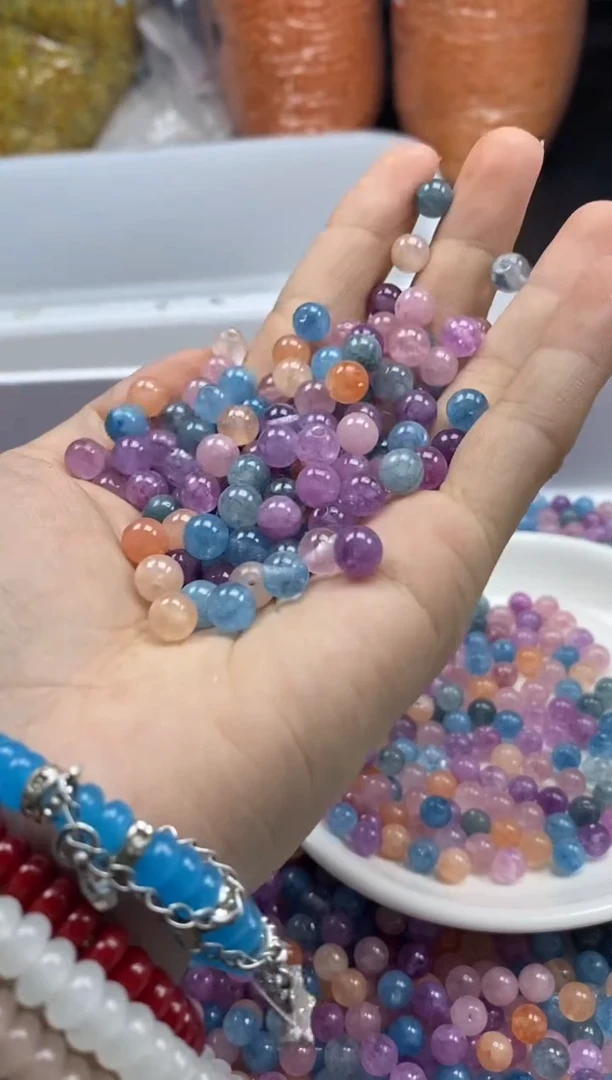 未镶嵌颈饰碧玺W1873彩虹色碧玺6MM*50颗