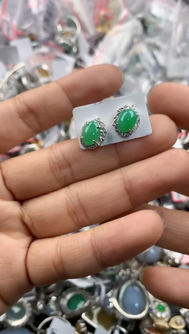 银S925镶嵌戒指翡翠222----1