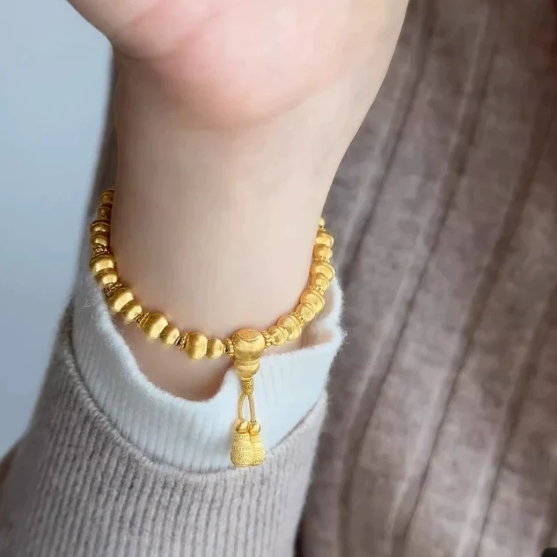 足金999   古法精品黄金传承拉丝丝绒猫眼葫芦送礼女朋友礼物