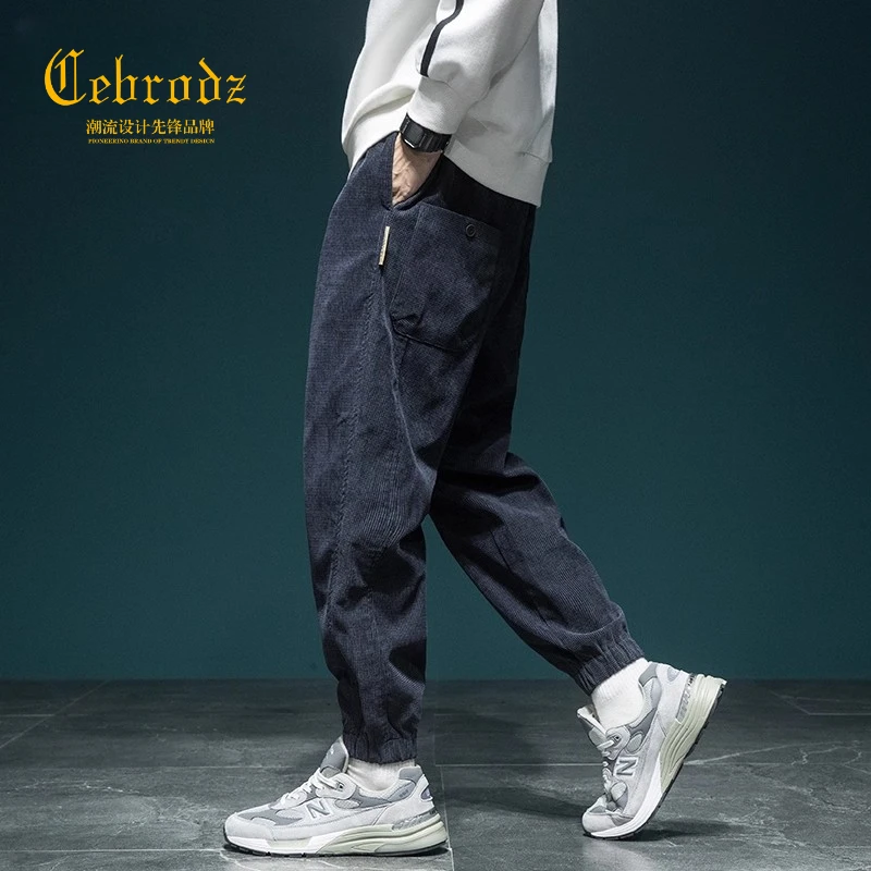 法国Cebrodz华夫格男士休闲裤宽松大码卫裤运动秋季百搭工装长裤