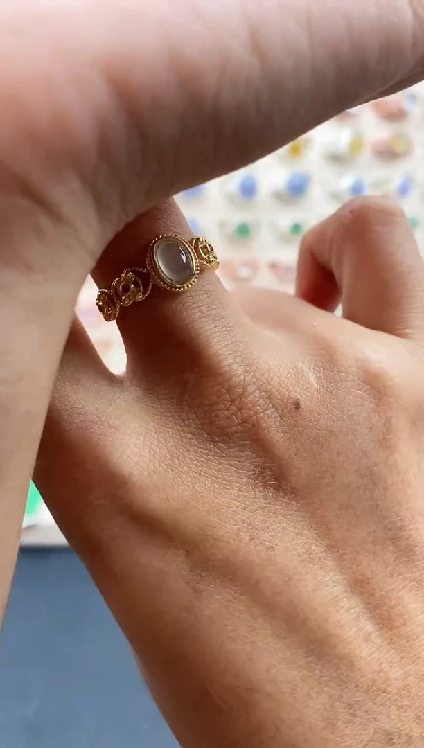 【闪购商品】翡翠戒指银S925镶嵌缅甸天然A货翡翠333  7+4