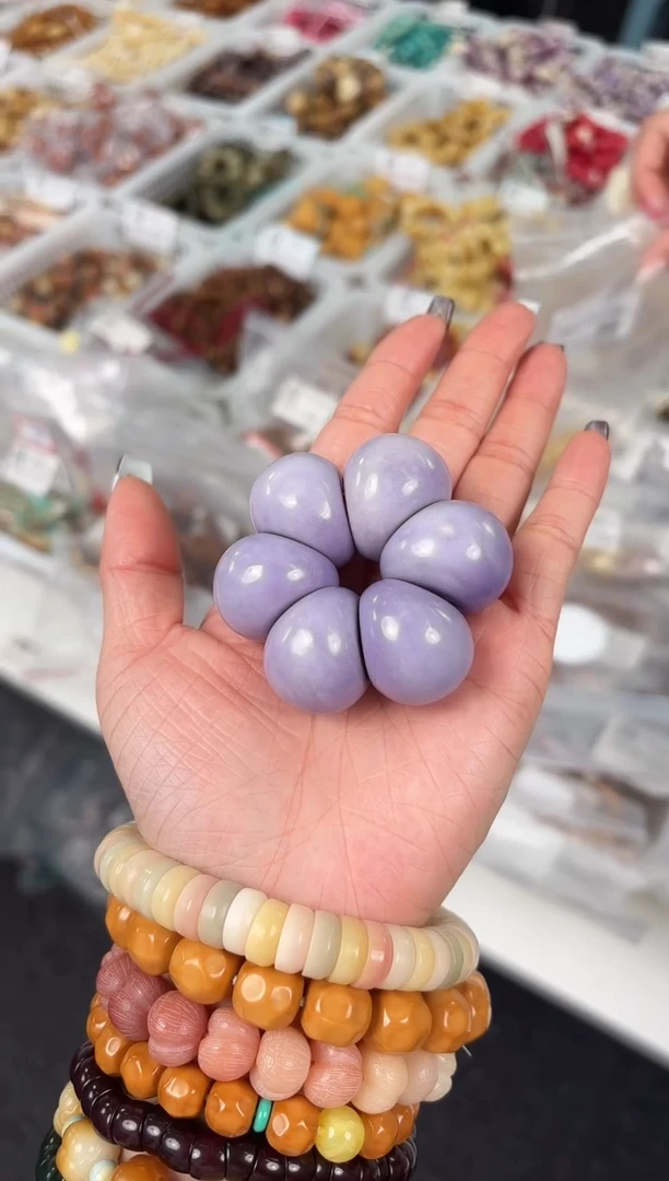 手串菩提根/象牙果【浅澜24-26mm】象牙果紫色蒜瓣手捻@@CS113-1697