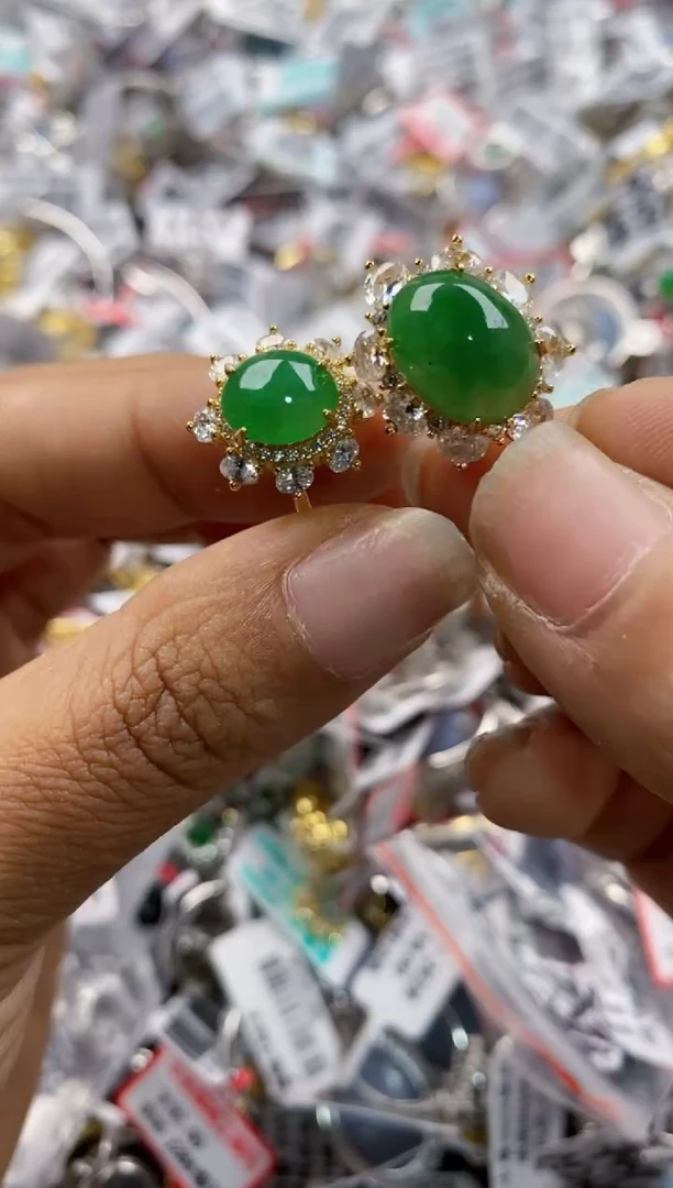 银S925镶嵌戒指翡翠101010----8