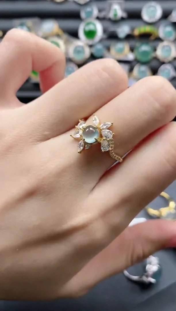 【闪购商品】翡翠戒指银S925镶嵌11111-