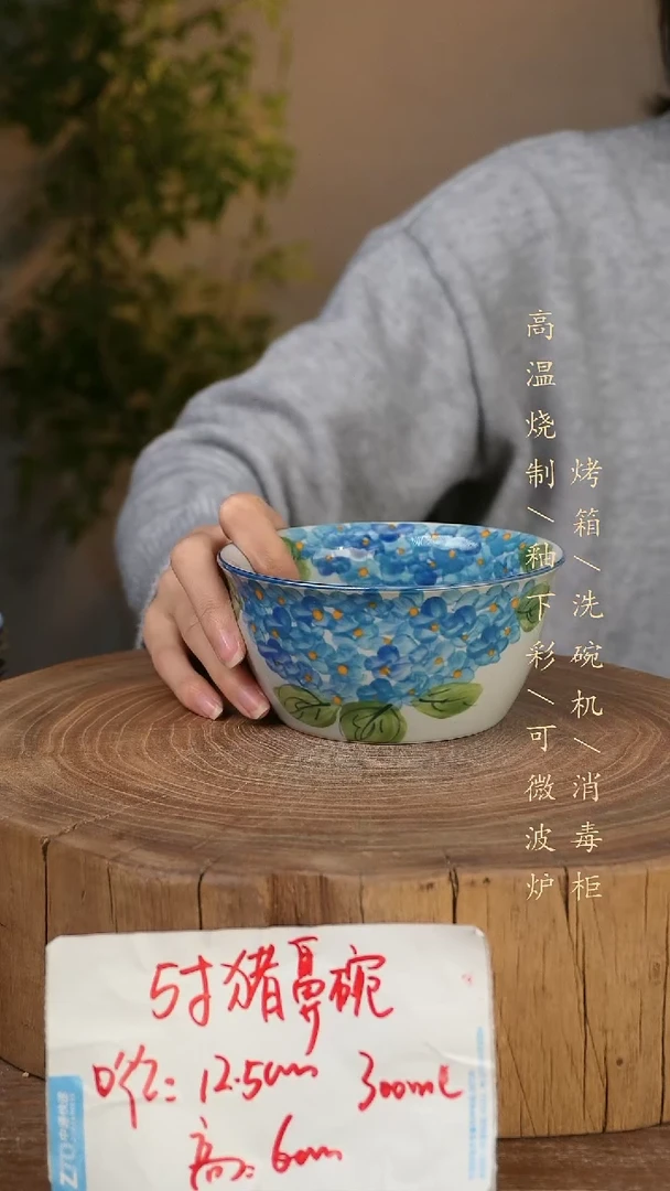 碗瓷景德镇手工手绘高温瓷釉下彩