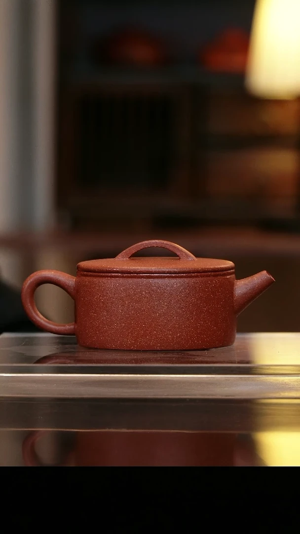 茶壶紫砂红降坡200cc半手汉瓦
