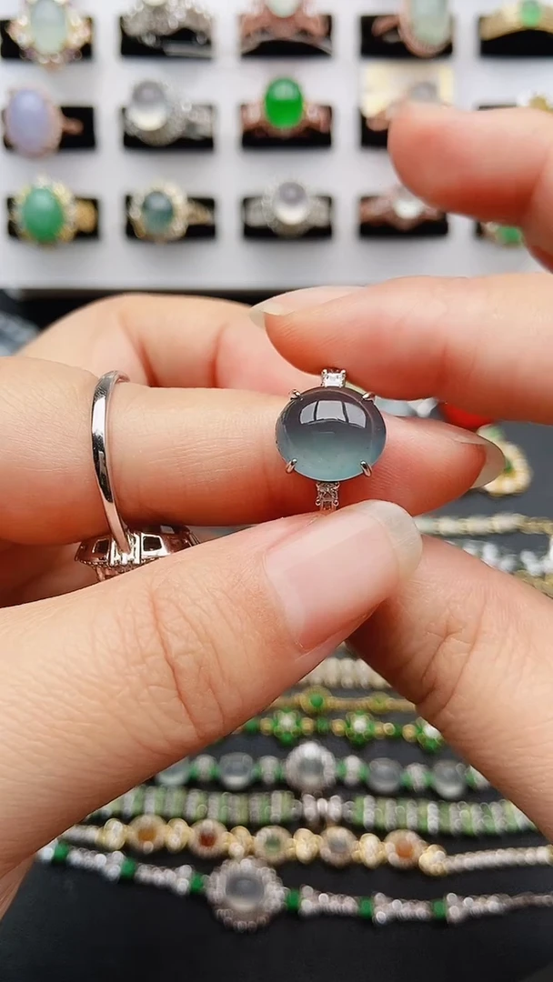 翡翠戒指银S925镶嵌1