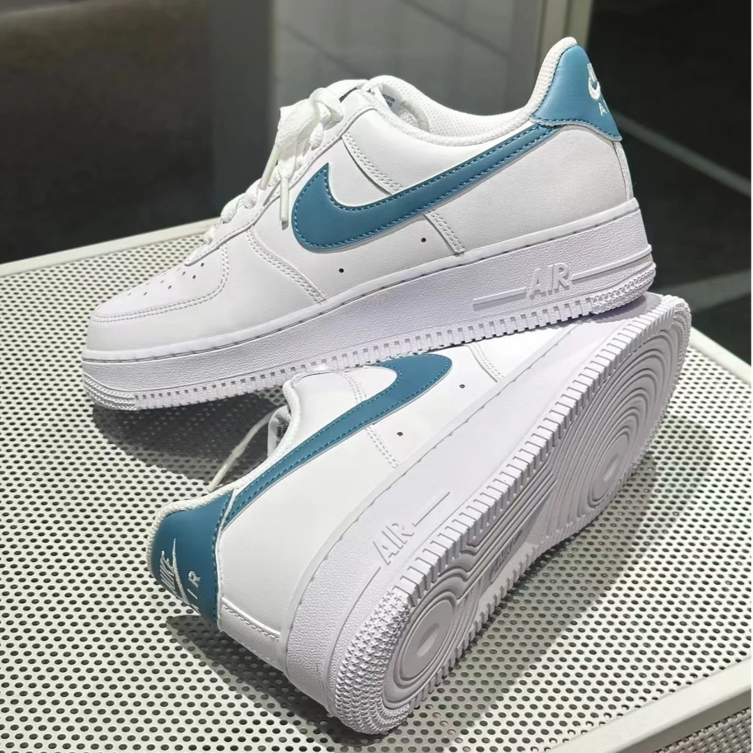 NIKE耐克 AIR FORCE 1 '07男款低帮白蓝防滑运动休闲板鞋官方正品