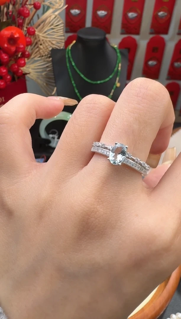 【闪购商品】海蓝宝石戒圈未镶嵌戒指