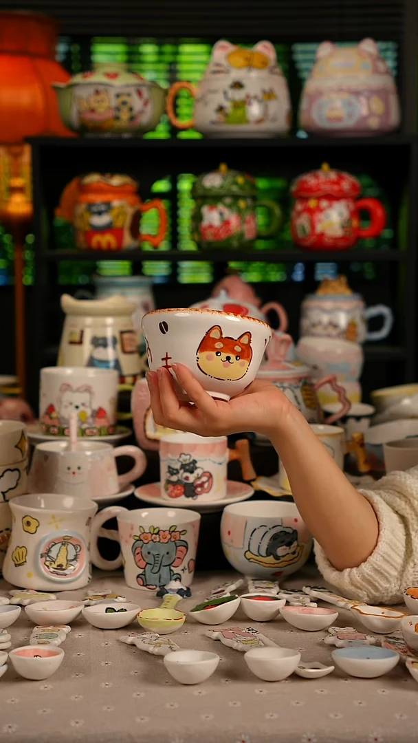 陶瓷无盖款景德镇高温釉下彩纯手绘创意瓷