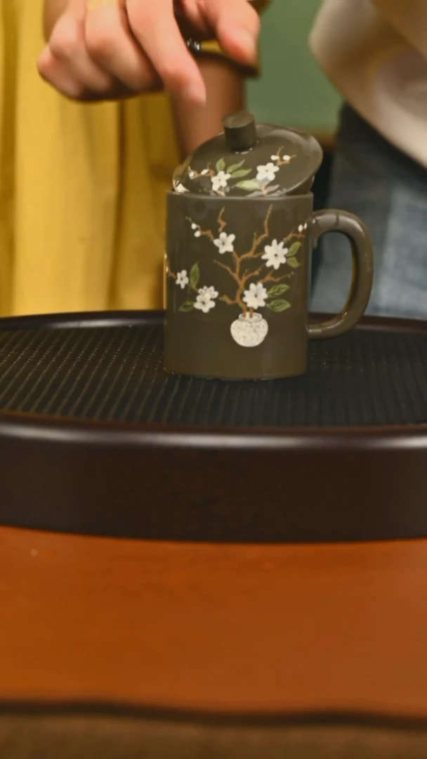 茶壶紫砂宜兴原矿手工制作青段堆绘盖杯