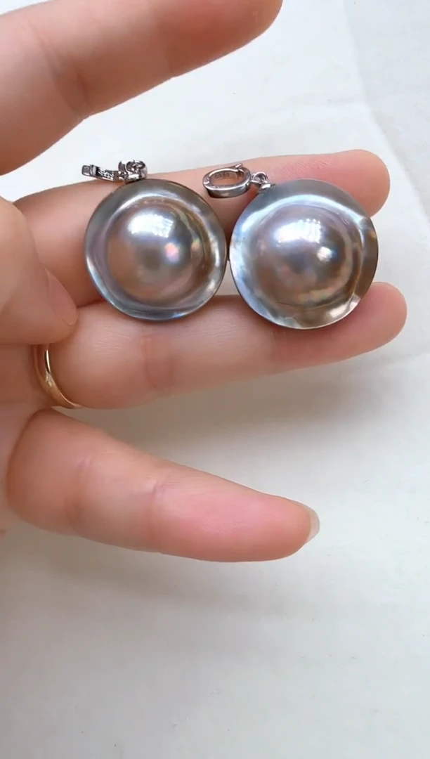 银S925镶嵌颈饰拼合珍珠（马贝珠）多样性发一荷包蛋