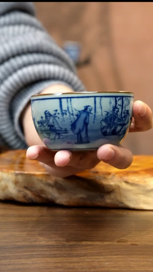 景德镇陶瓷竹林七贤卧足杯