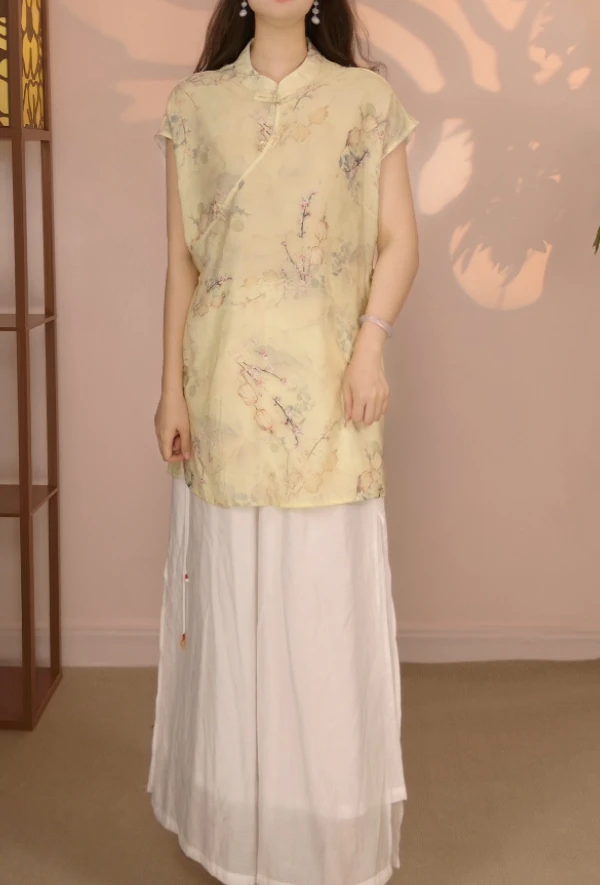 素麻【桃华灼世小衫】月亮袖164新款夏季女小衫新中式气质百搭显瘦