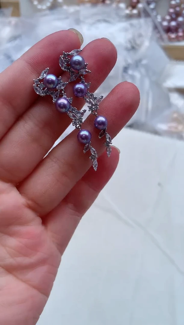 合金耳饰淡水珍珠多样性发其一，非无暇
