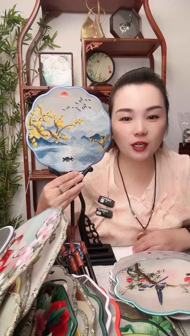 刺绣团扇-双面绣花