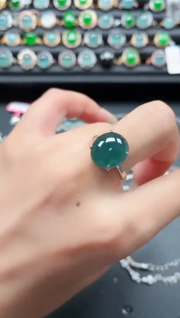 翡翠戒指银S925镶嵌1111111