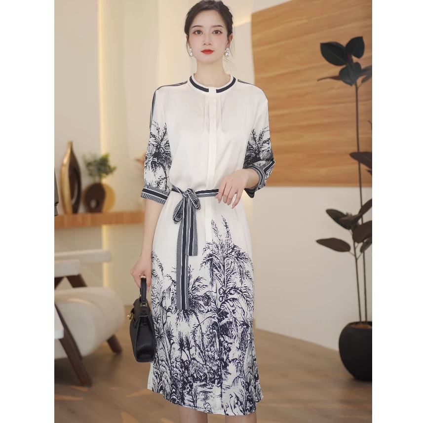 【水墨画】2025新款夏季优雅女装连衣裙高端气质洋气时尚