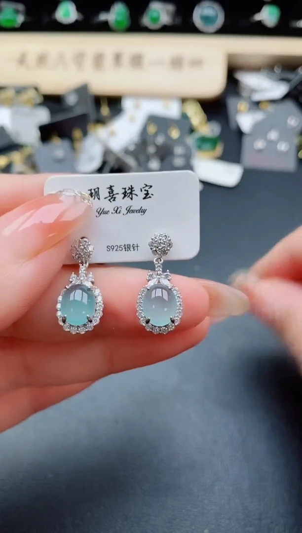 银S925镶嵌戒指翡翠1