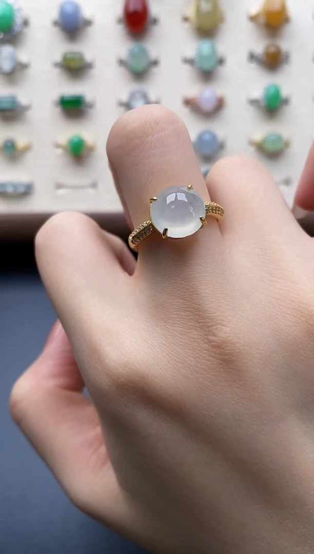 银S925镶嵌戒指翡翠一物一证一礼盒