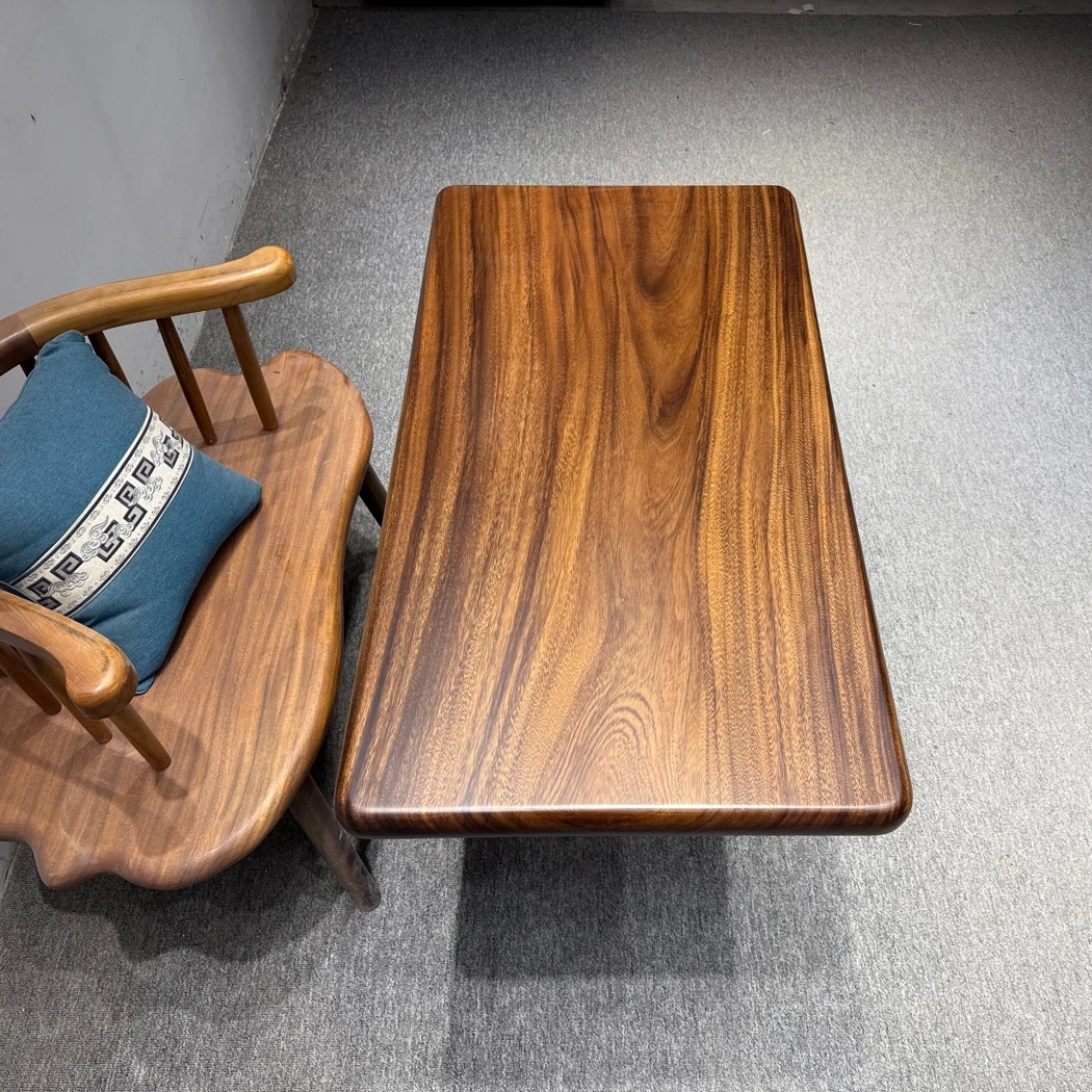 120*64*6cm鹅卵石边南美胡桃木实木大板桌 圆边 防撞边 书桌