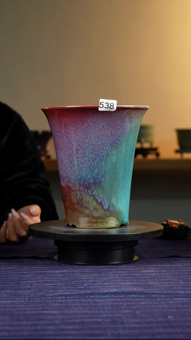 538窑变斗笠兰花盆21.3/19.5/19.5/18