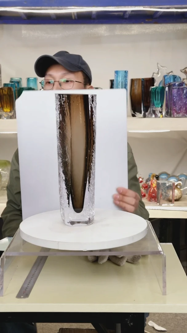 高30琉璃花瓶果盘摆件