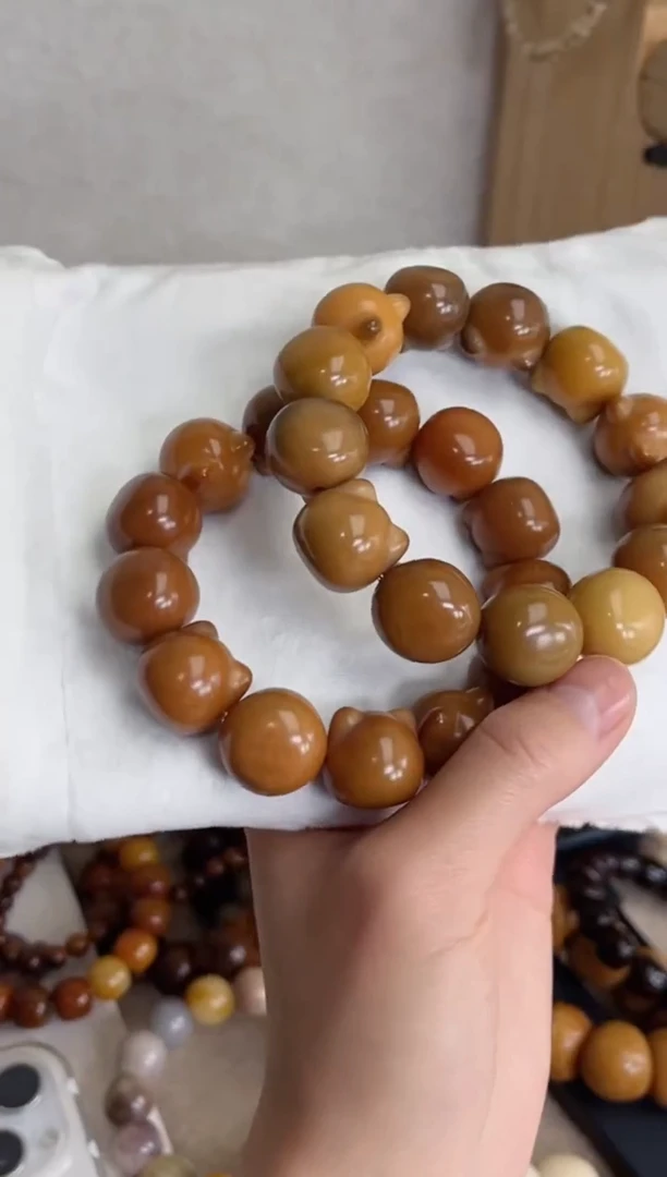 菩提根/象牙果手串m868干磨猫猫头19瑕疵不补随机