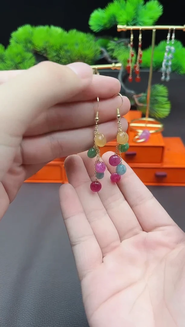 玛瑙/玉髓耳饰银S925镶嵌910