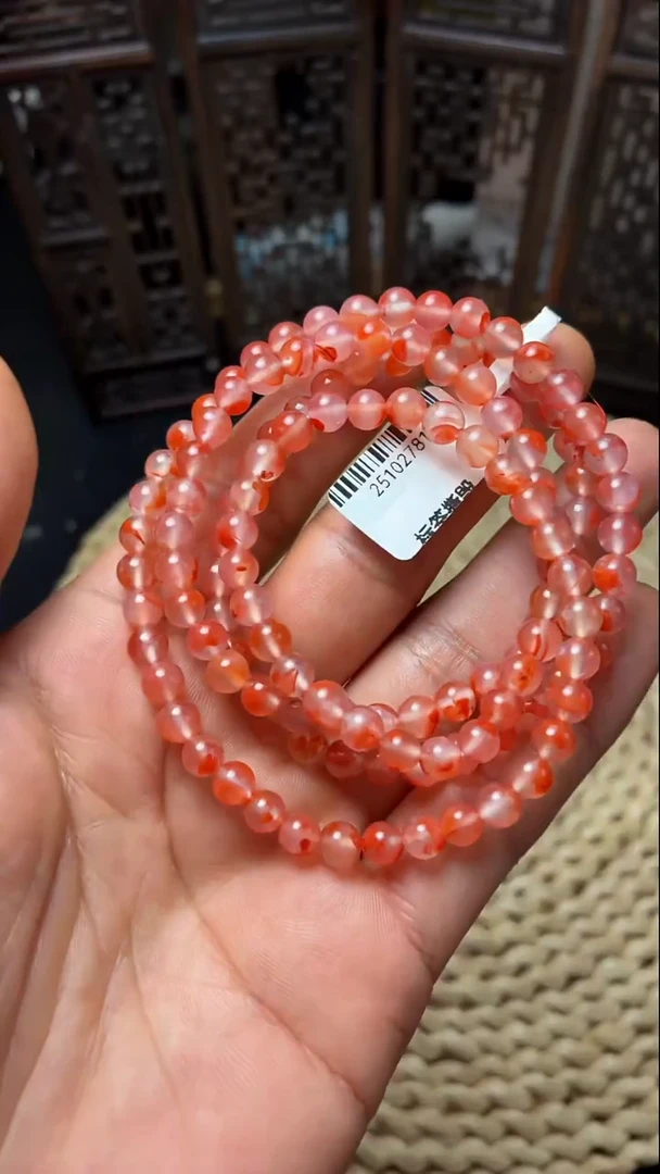 未镶嵌多圈南红玛瑙锦鲤冰飘花多圈5+mm