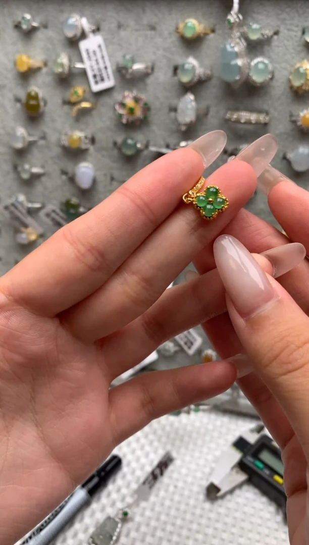 银S925镶嵌戒指翡翠吊坠20