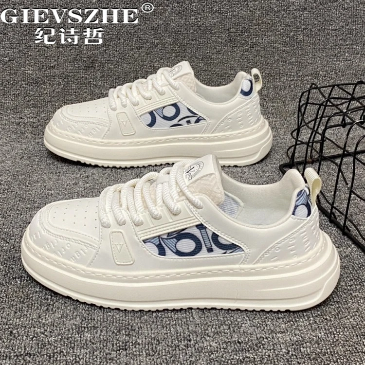 纪诗哲男鞋轻便厚底透气运动鞋子男款时尚印花休闲鞋百搭潮流板鞋
