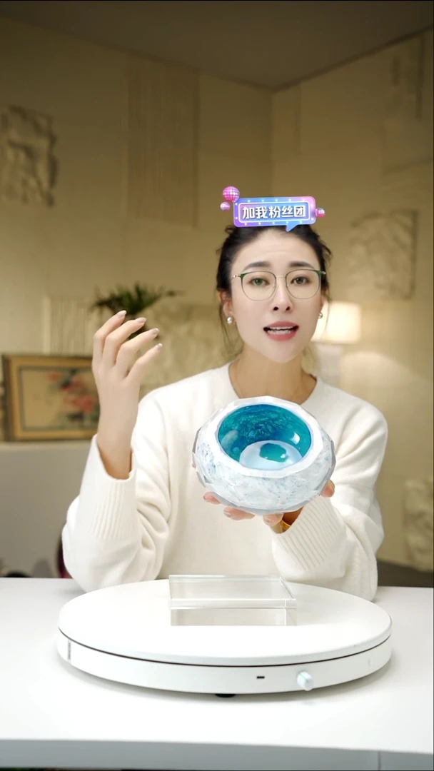 手工艺品琉璃宝石蓝莫奈切面果碗