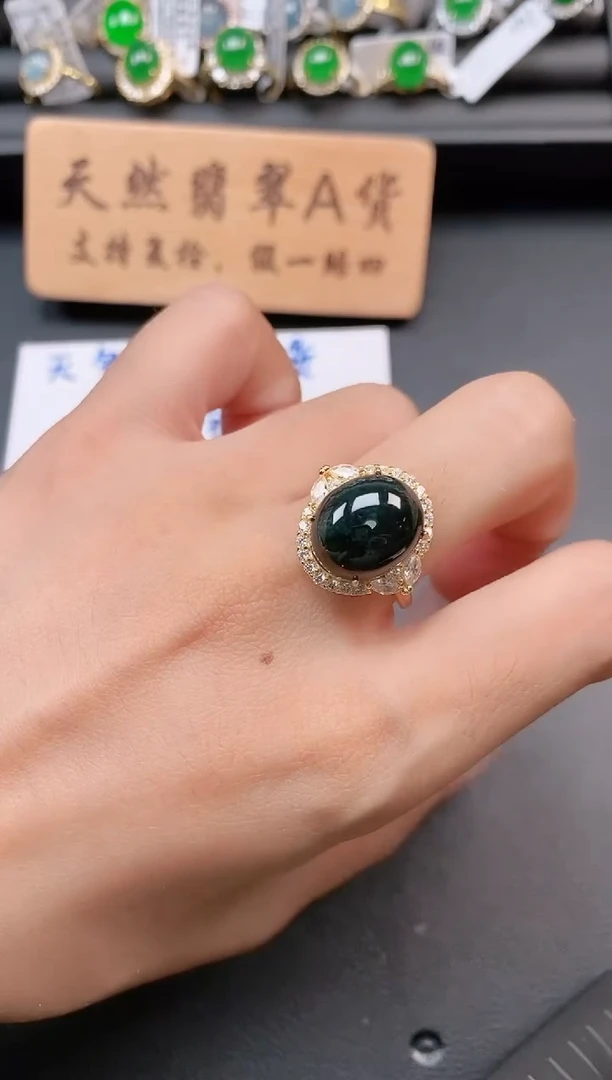 银S925镶嵌戒指翡翠111