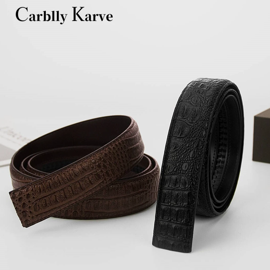 （仅带身）Carblly Karve品牌鳄鱼纹自动扣牛皮男士替换配件皮带