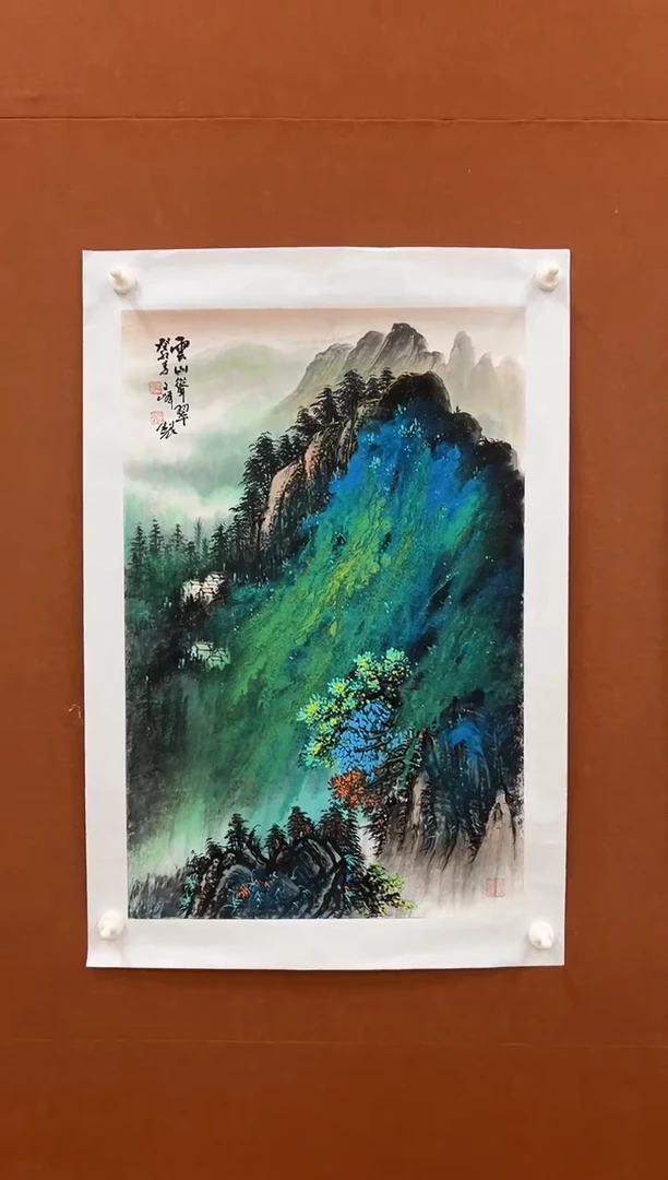 国画李文峰四尺三开泼彩