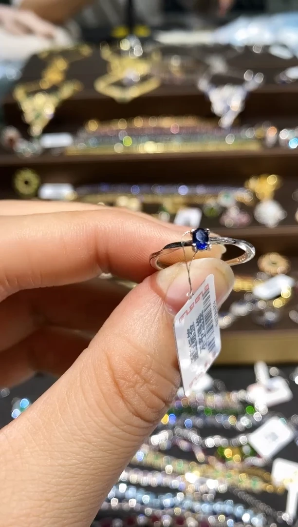 【闪购商品】蓝宝石戒指银S925镀金镶嵌戒指