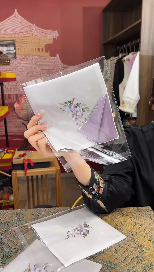 【闪购商品】刺绣苏绣手工刺绣100桑蚕丝手帕