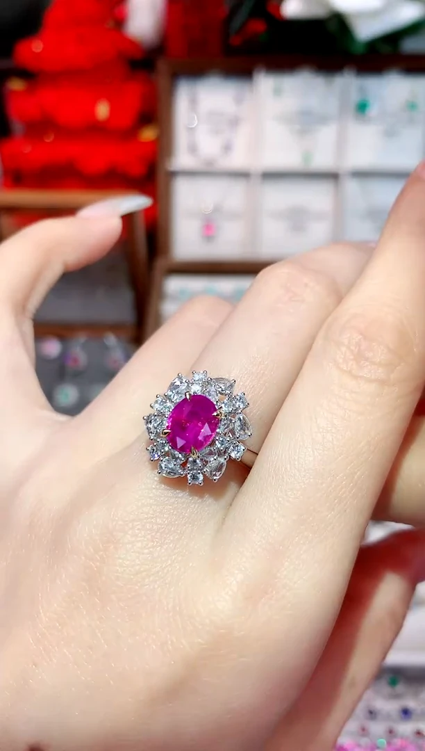 戒指彩色蓝宝石18K金镶嵌2.01ct/天然宝石/七天无理由