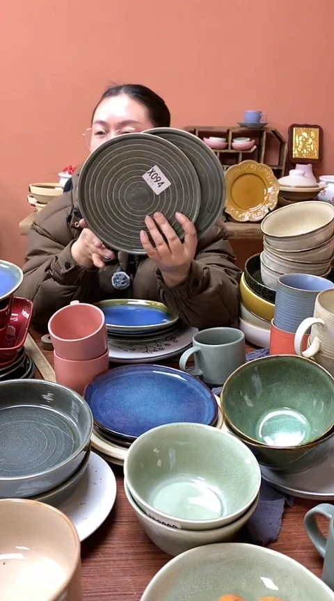 【闪购商品】碗X094 陶瓷螺纹盘两件套