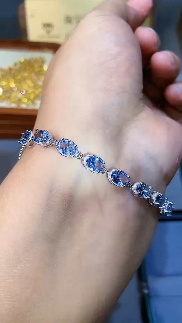 【闪购商品】海蓝宝石手链银S925镶嵌354