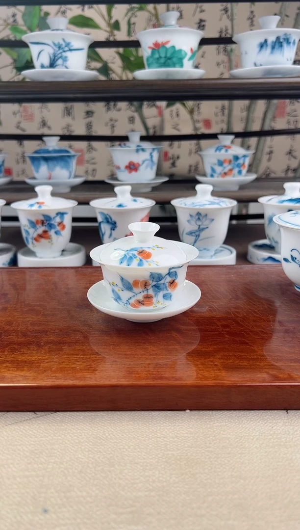 微瑕柿子80ml三才盖碗