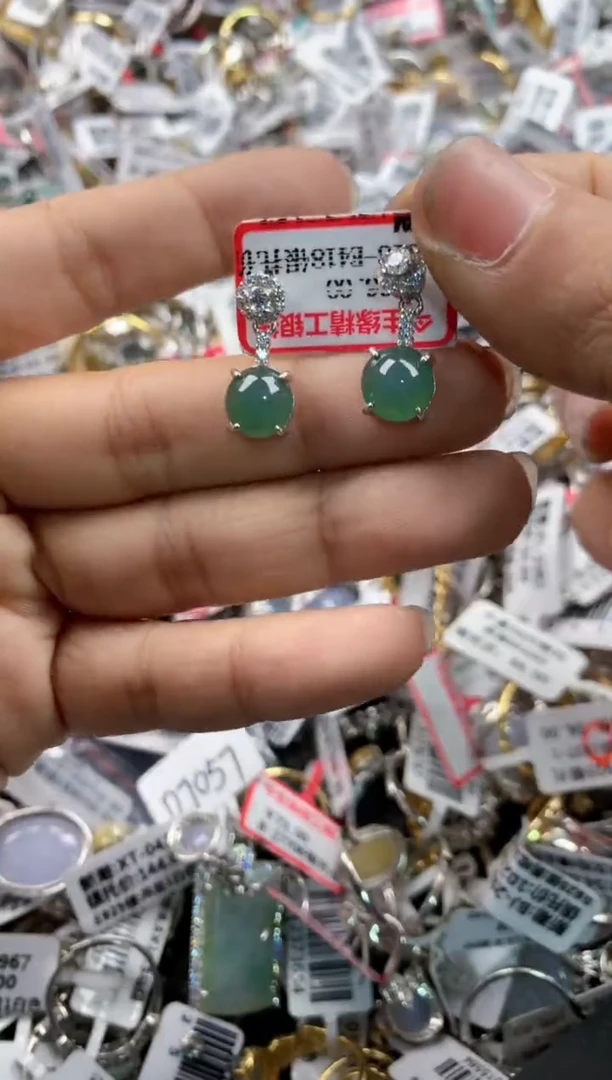 银S925镶嵌戒指翡翠14     5