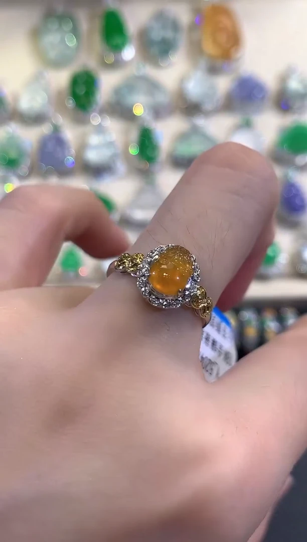 18K金镶嵌戒指翡翠b60多样性一件发