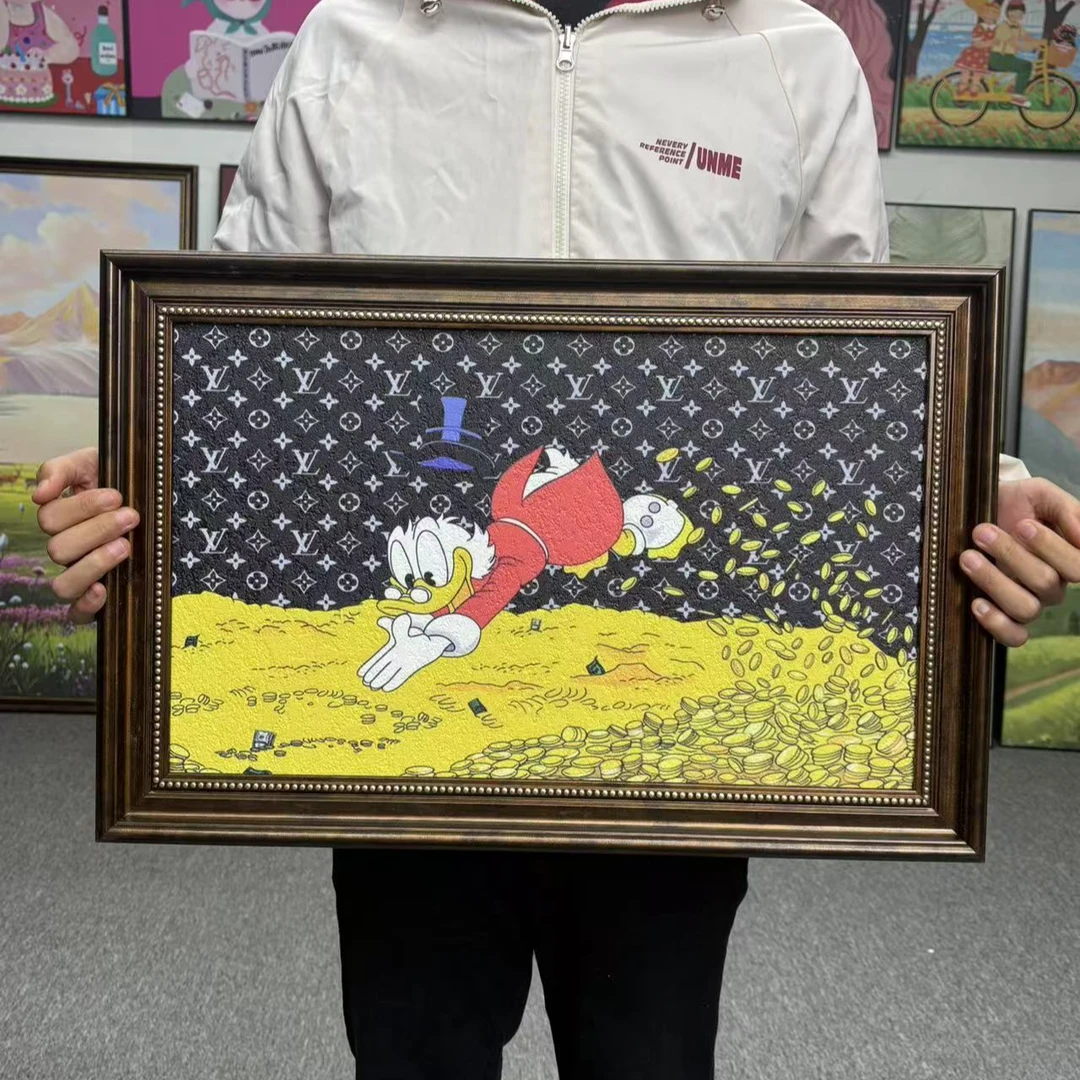 复古唐老鸭装饰画卡通史高治皮卡丘卧室服装店咖啡厅挂画壁画146