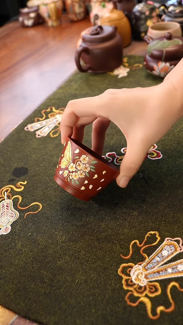茶壶紫砂大红袍蝴蝶杯