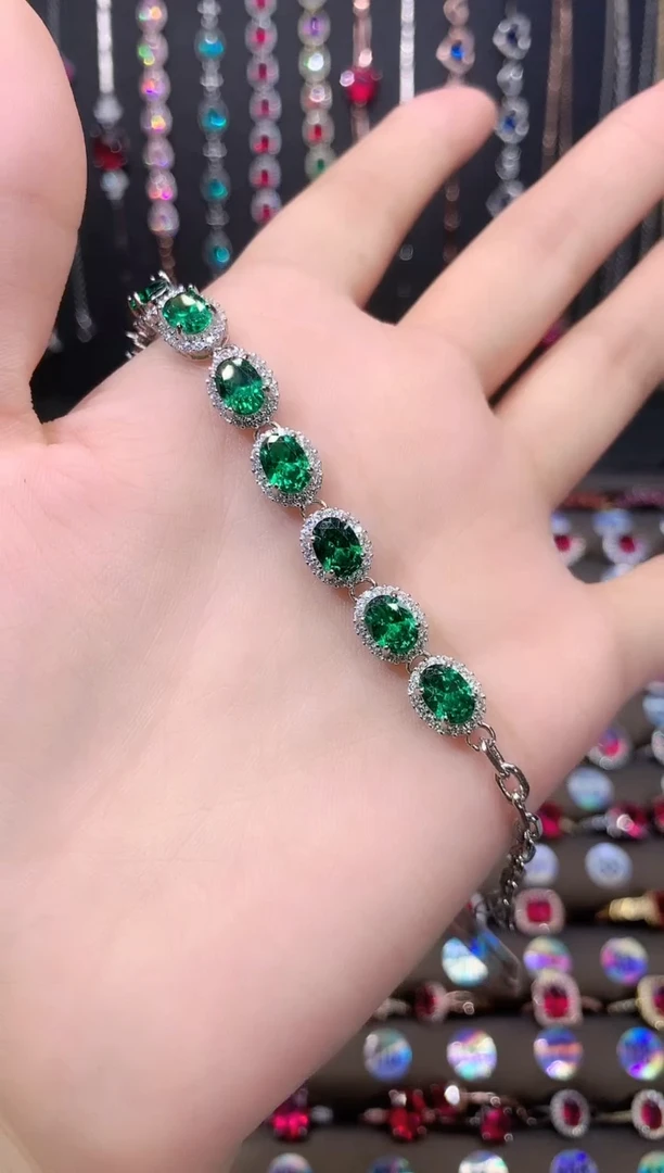 手链透辉石银S925镶嵌银色