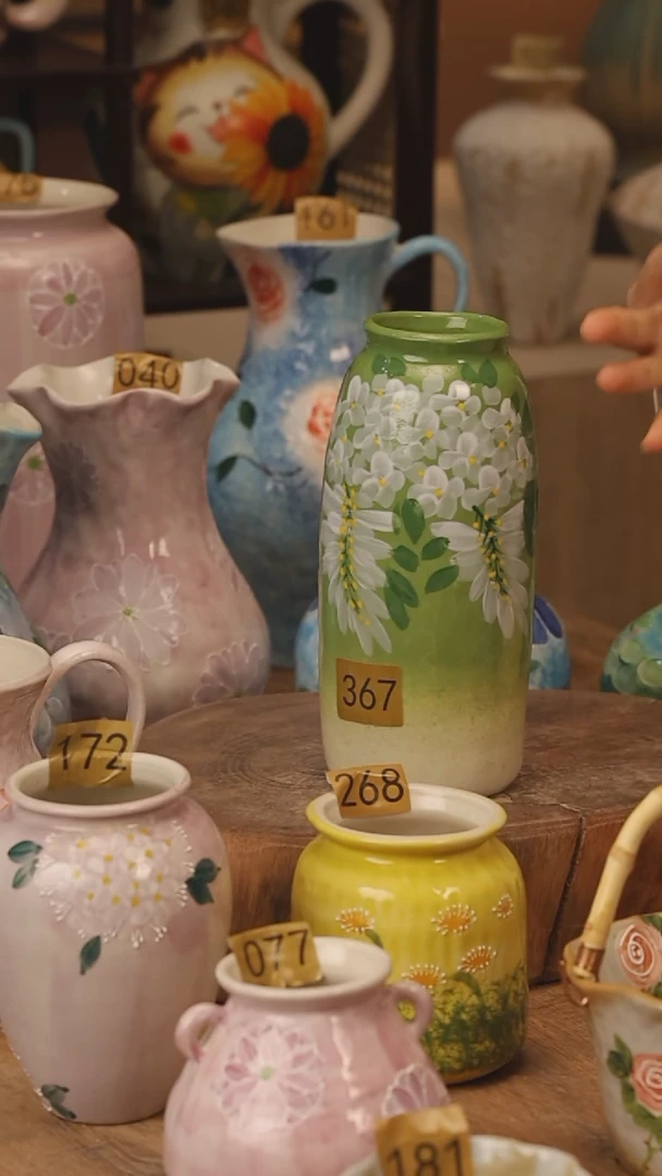 陶瓷景德镇设计师手作花器摆件侘寂风@M367@